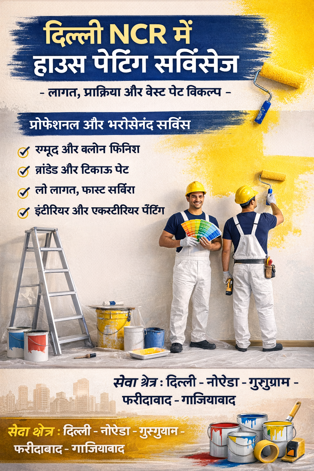 दिल्ली NCR में हाउस पेंटिंग सर्विसेज – लागत, प्रक्रिया और बेस्ट पेंट विकल्प